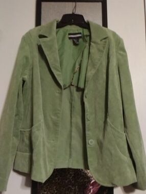 Requirements Light Green Velvet Blazer